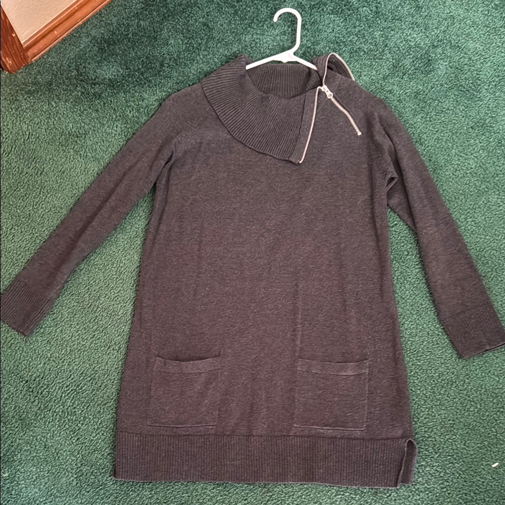 Women's Gray Sweater with Zipper Detail